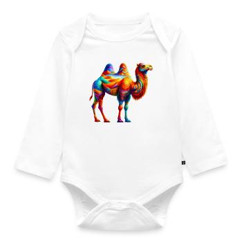 Camel - Organic Longsleeve Baby Bodysuit - white - Front