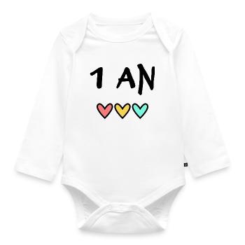 1. 1 year. 1st ANNIVERSARY. 1 YEAR ANNIVERSARY - Organic Longsleeve Baby Bodysuit - white - Front