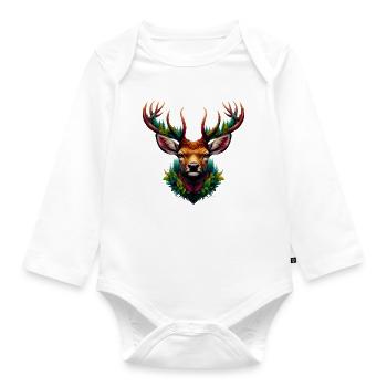 Deer - Organic Longsleeve Baby Bodysuit - white - Front