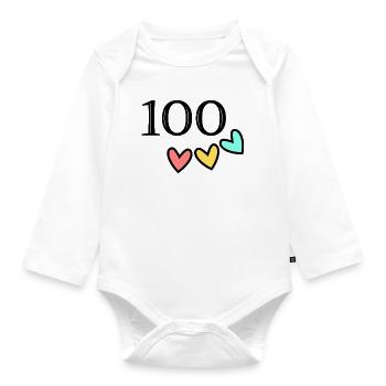 100. 100 YEARS. 100th ANNIVERSARY. BIRTHDAY 100 - Organic Longsleeve Baby Bodysuit - white - Front
