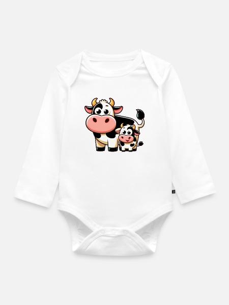 Kuh Kühe - Baby Bio-Langarm-Body - Weiß