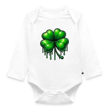 Four-leaf clover - Organic Longsleeve Baby Bodysuit - white - Front
