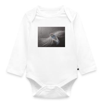 Fabelhafte Vogelkunst mit leuchtendem Gefieder - Baby Bio-Langarm-Body - Weiß - Vorne