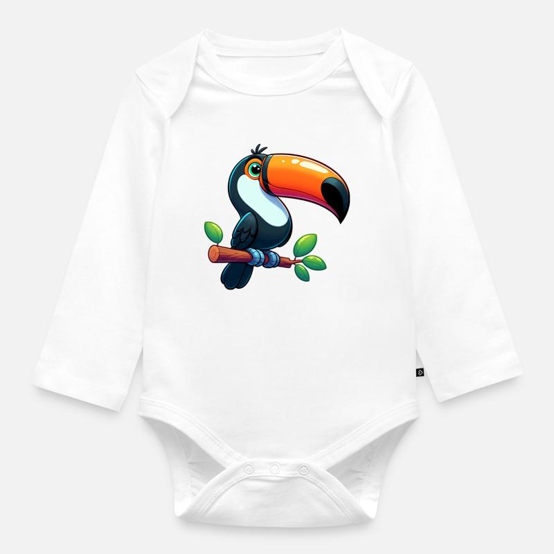 Toucan - Body Bébé bio manches longues - blanc