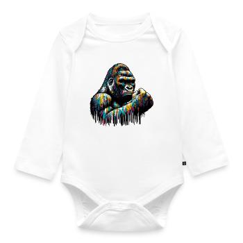 Gorilla - Organic Longsleeve Baby Bodysuit - white - Front