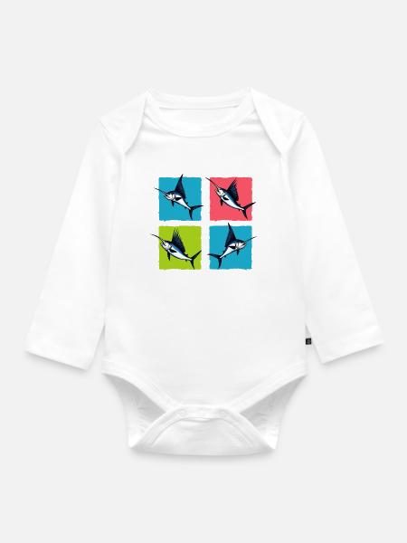 Schwertfisch - Baby Bio-Langarm-Body - Weiß