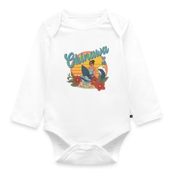 Okinawa Beaches (Halftone Version) - Baby Bio-Langarm-Body - Weiß - Vorne