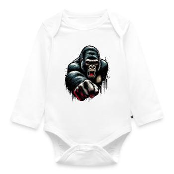 Gorilla - Baby Bio-Langarm-Body - Weiß - Vorne