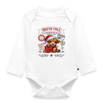 Nordpol Highlandrind Weihnachtsdesign - Baby Bio-Langarm-Body - Weiß - Vorne