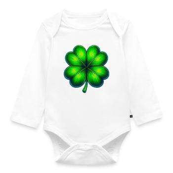 Four-leaf clover - Organic Longsleeve Baby Bodysuit - white - Front