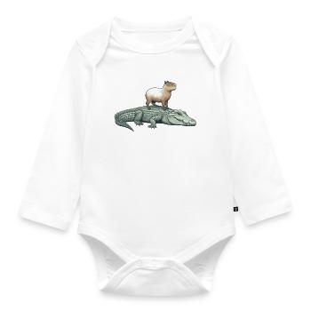 Capy & Croc Dream Team - Organic Longsleeve Baby Bodysuit - white - Front