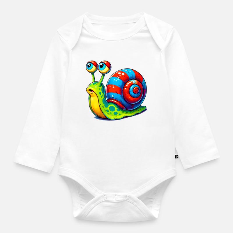 Escargot - Body Bébé bio manches longues - blanc