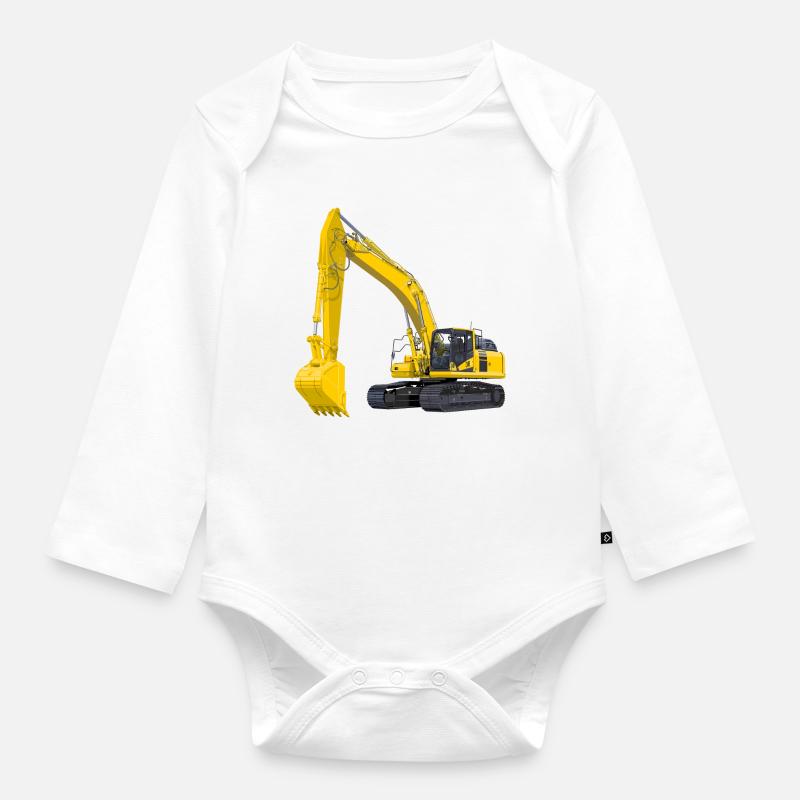Bagger Bagger - Baby Bio-Langarm-Body - Weiß
