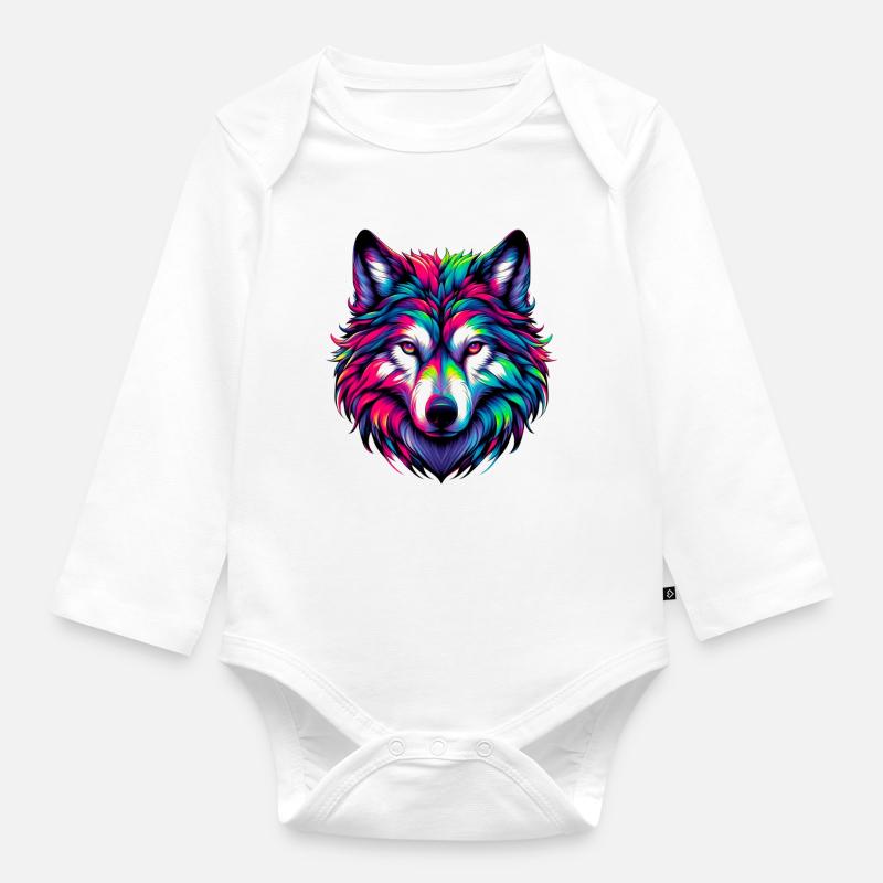 Wolf - Baby Bio-Langarm-Body - Weiß