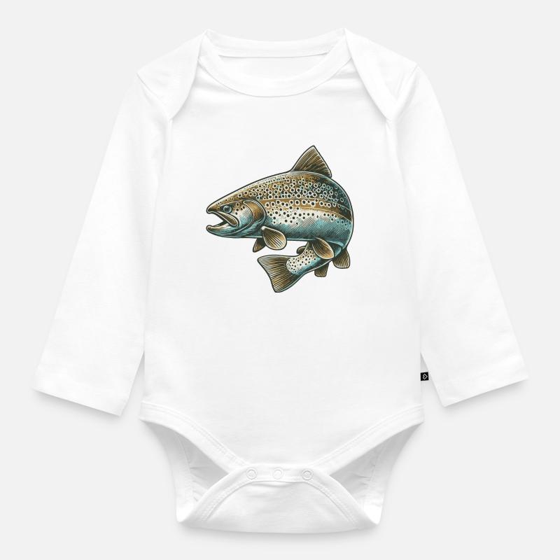 Saumon - Body Bébé bio manches longues - blanc