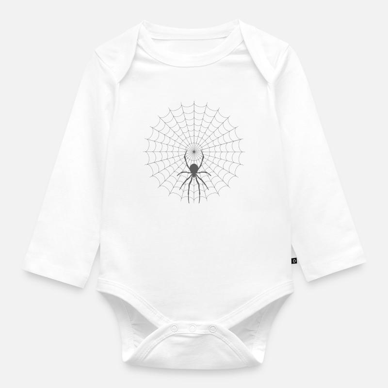 Spinnennetz Silhouette - Baby Bio-Langarm-Body - Weiß