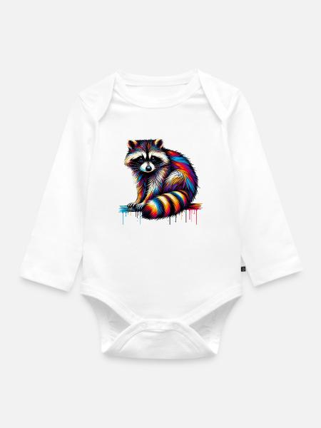 Waschbär - Baby Bio-Langarm-Body - Weiß