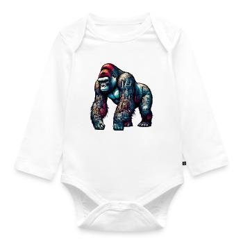 Gorilla - Baby Bio-Langarm-Body - Weiß - Vorne