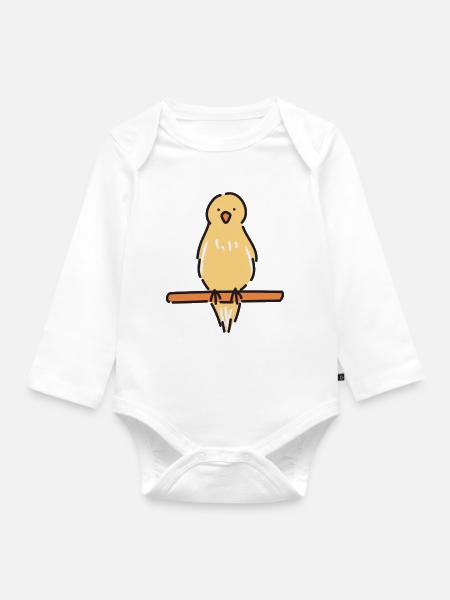 Melodischer Kanarienvogel - Baby Bio-Langarm-Body - Weiß