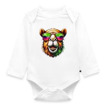 Kamel - Baby Bio-Langarm-Body - Weiß - Vorne