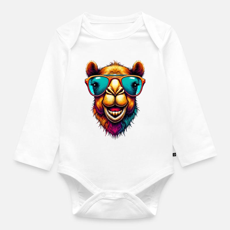 Camel - Organic Longsleeve Baby Bodysuit - white