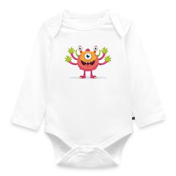 Monster-Gang, yeah! - Baby Bio-Langarm-Body - Weiß - Vorne