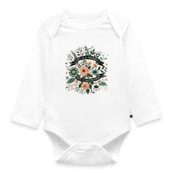 Life is a journey not a destination - Organic Longsleeve Baby Bodysuit - white - Front