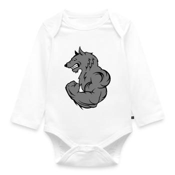 strong wolf - Baby Bio-Langarm-Body - Weiß - Vorne