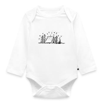 Camping in the forest - Organic Longsleeve Baby Bodysuit - white - Front