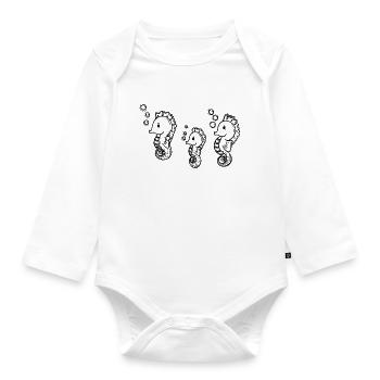 Drei kleine Seepferdchen - Baby Bio-Langarm-Body - Weiß - Vorne