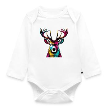 Deer - Organic Longsleeve Baby Bodysuit - white - Front