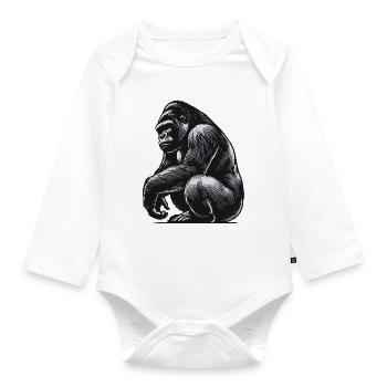 Gorilla - Baby Bio-Langarm-Body - Weiß - Vorne