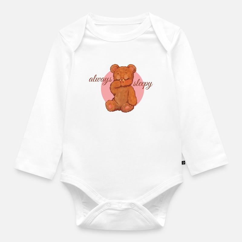 Always Sleepy Bärchen - Baby Bio-Langarm-Body - Weiß