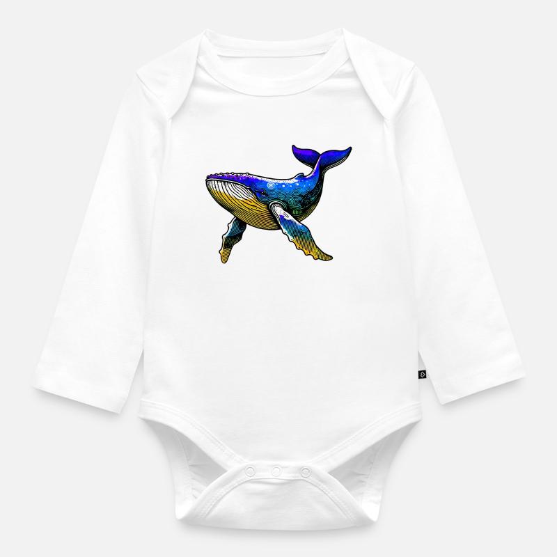 Baleine - Body Bébé bio manches longues - blanc