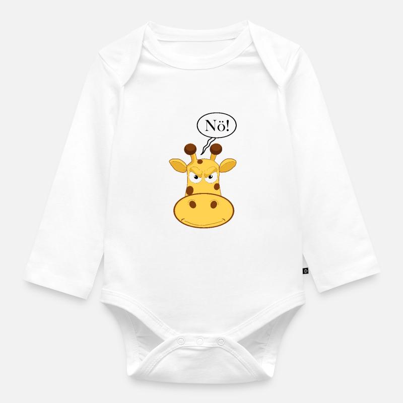 Statement Nope Giraffe, No Fun Comic, Just Nope - Organic Longsleeve Baby Bodysuit - white