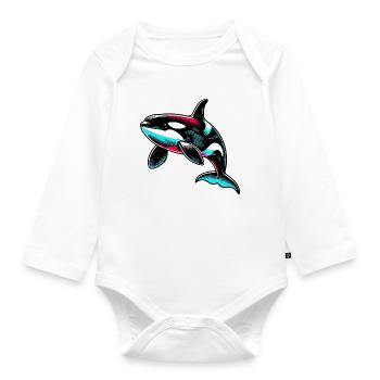 Killer whale - Organic Longsleeve Baby Bodysuit - white - Front