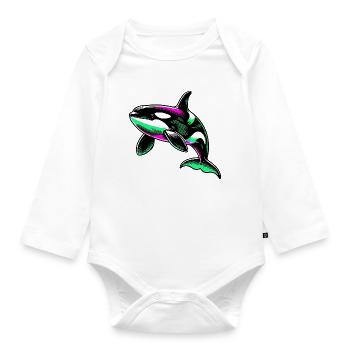 Killer whale - Organic Longsleeve Baby Bodysuit - white - Front