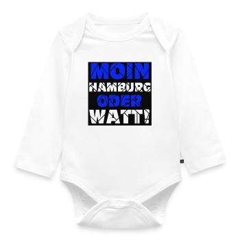 Hamburg , Moin oder watt (25) - Baby Bio-Langarm-Body - Weiß - Vorne
