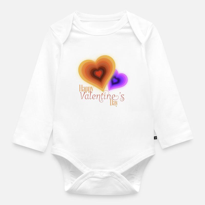 Saint Valentin - Coeurs Groovy Flash - Body Bébé bio manches longues - blanc