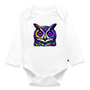 Hibou - Body Bébé bio manches longues - blanc - Devant