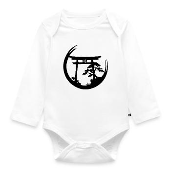 Japanese atmosphere (black) - Organic Longsleeve Baby Bodysuit - white - Front