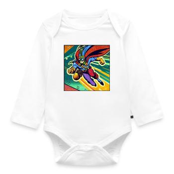 Superheld - Baby Bio-Langarm-Body - Weiß - Vorne