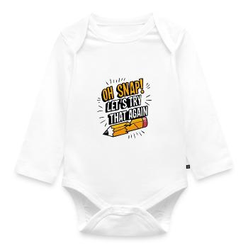 Oh claquement ! Réessayons - Body Bébé bio manches longues - blanc - Devant