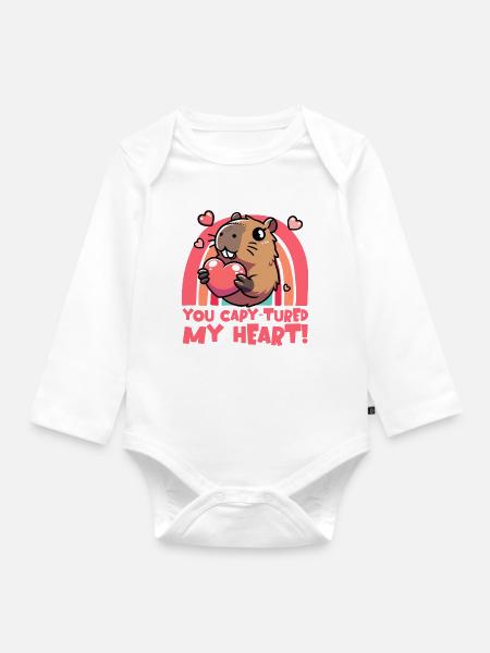 You Capy-tured My Heart – Süßes Capybara-Design - Baby Bio-Langarm-Body - Weiß