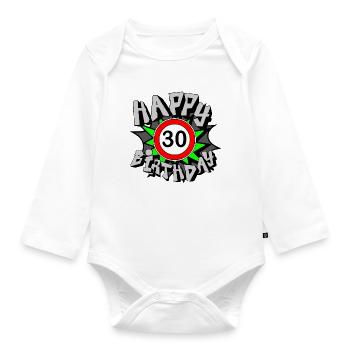 30. Geburtstag , Airbrush Happy 30 (25) - Baby Bio-Langarm-Body - Weiß - Vorne