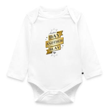 Another Day Another Slay Banner - Organic Longsleeve Baby Bodysuit - white - Front