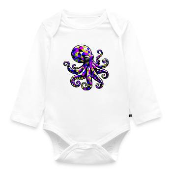Krake - Baby Bio-Langarm-Body - Weiß - Vorne