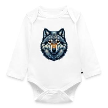 Wolf - Organic Longsleeve Baby Bodysuit - white - Front