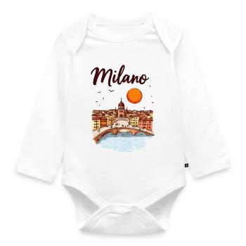 Milan Skyline – Italy's fashion and design metropolis - Organic Longsleeve Baby Bodysuit - white - Front