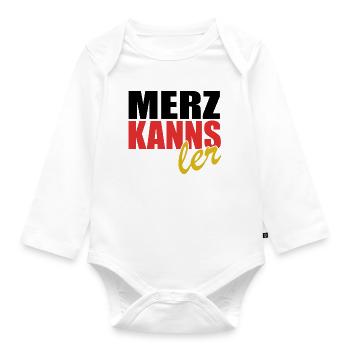 Merz kanns - Kanzler - Kanzlerkandidat - Baby Bio-Langarm-Body - Weiß - Vorne